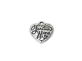 Forever Mine Heart Charm Sterling Silver 10.5mm, Heart Charms, Forever Mine Heart Charms - SP684 - BeadPrism