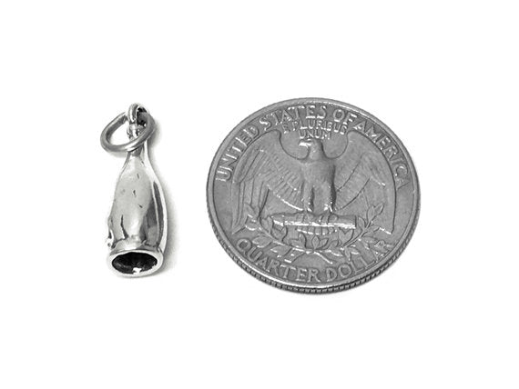 Wine Bottle Charm Sterling Silver 21mm, Bottle Charms, wine charms, Bartender Charms - SP687 - BeadPrism