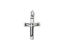 Crucifix Charm Sterling Silver 28.5mm, Cross Charms, religious charms, crucifix charms - SP690 - BeadPrism