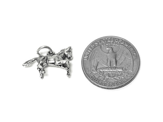 Horse Charm Sterling Silver 12.5mm, Animal Charms, Mare charm, Stallion charms, Horse Charms - SP691 - BeadPrism