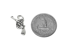 Load image into Gallery viewer, Pistol Charm Sterling Silver 21.5mm, Weapon Charms, Gun charm, Military charm, Pistol charms - SP693 - BeadPrism