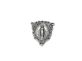 Virgin Mary Rosary Center connector Sterling Silver 21mm, rosary center, Virgin Mary Charm - SP700 - BeadPrism