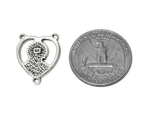 Load image into Gallery viewer, Christ Rosary Center Sterling Silver 21.5mm, Religious Charms, Heart Christ Rosary Center - SP701 - BeadPrism
