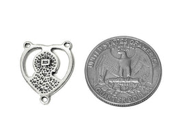 Christ Rosary Center Sterling Silver 21.5mm, Religious Charms, Heart Christ Rosary Center - SP701 - BeadPrism