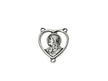Load image into Gallery viewer, Christ Rosary Center Sterling Silver 21.5mm, Religious Charms, Heart Christ Rosary Center - SP701 - BeadPrism