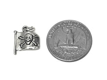 Load image into Gallery viewer, Pirate Flag Double Sided Charm Sterling Silver 16.5mm, Pirate Charms, Sea Charm, Flag charms - SP705 - BeadPrism