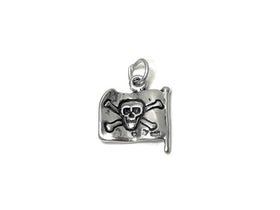 Pirate Flag Double Sided Charm Sterling Silver 16.5mm, Pirate Charms, Sea Charm, Flag charms - SP705 - BeadPrism
