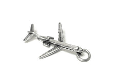 Load image into Gallery viewer, Airplane Charm Sterling Silver 30mm, Plane Charm, Pilot Charm, Travel Charm, Airplane charms - SP706 - BeadPrism