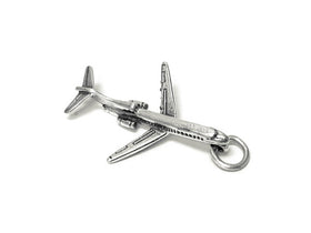 Airplane Charm Sterling Silver 30mm, Plane Charm, Pilot Charm, Travel Charm, Airplane charms - SP706 - BeadPrism
