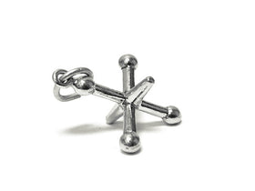 Jacks Game Piece Charm Sterling Silver 24mm, Games Charm, Toys Charm, Jacks Game Piece charm - SP710 - BeadPrism