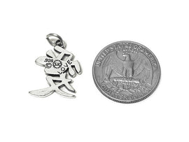 Chinese Love Kanji Charm Sterling Silver 22.5mm, Chinese charms, Love in Mandarin charms - SP712 - BeadPrism