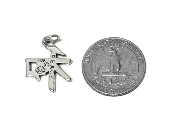 Chinese Peace Kanji Charm Sterling Silver 22.5mm, Chinese charms, Peace in Mandarin charms - SP713 - BeadPrism