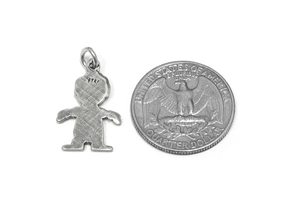 Lucky Boy Charm Sterling Silver 23.5mm, Lucky Charms, Horseshoe charms, Lucky Boy charms - SP740 - BeadPrism