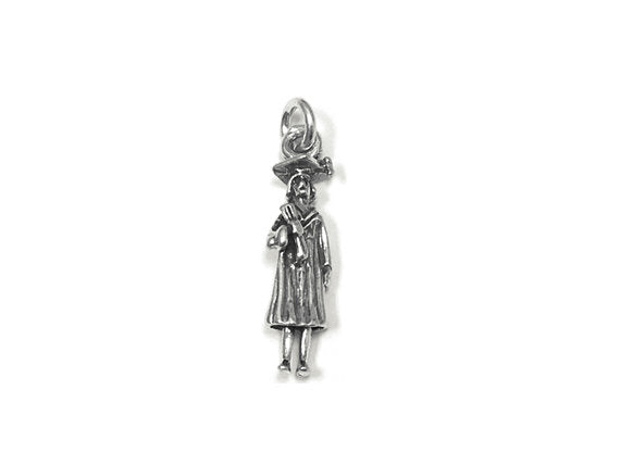 Girl Graduation Charm Sterling Silver 26mm, Graduation Gift, Silver Girl Graduation charms - SP742 - BeadPrism