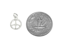 Load image into Gallery viewer, Peace Sign Charm Sterling Silver 14mm, Peace Charms, Groovy charms, Peace Sign charms - SP746 - BeadPrism