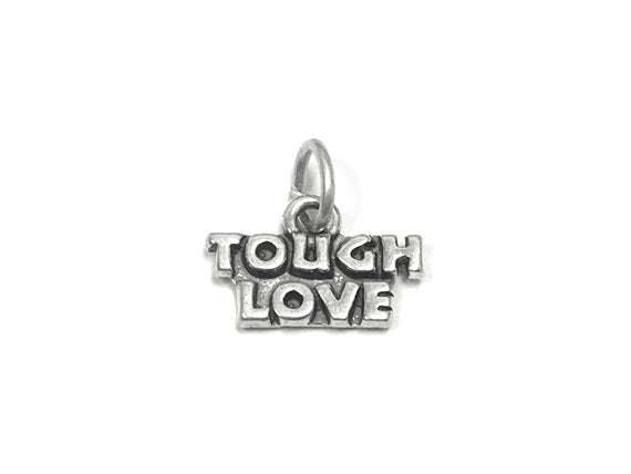 Tough Love Charm Sterling Silver 10mm, Engagement Charms, Wedding Charms, Tough Love charms - SP747 - BeadPrism