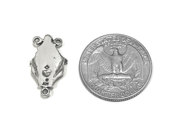 Virgin Mary Rosary Center connector Sterling Silver 23mm, rosary center, Virgin Mary Charms - SP749 - BeadPrism