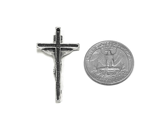 Crucifix Charm Sterling Silver 40mm, Cross Charm, Christian, religious charm, crucifix charm - SP751 - BeadPrism