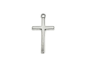 Plain Cross Charm Sterling Silver 34.5mm, religious charms, christian charms, Cross charms - SP753 - BeadPrism
