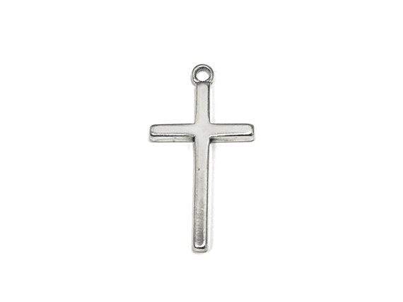 Plain Cross Charm Sterling Silver 34.5mm, religious charms, christian charms, Cross charms - SP753 - BeadPrism