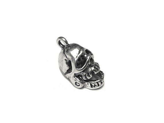 Skull with Movable Jaw Charm Sterling Silver 16mm, Skull Charm, Pirate Charm, 3D Skull charm - SP754 - BeadPrism