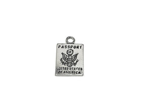 Passport Charm Sterling Silver 14mm, Travel Charms, Adventure Charms, Silver Passport charms - SP769 - BeadPrism