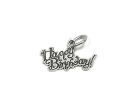 Happy Birthday Charm Sterling Silver 13mm, Birthday Charm, Party Charm, Happy Birthday Charm - SP773 - BeadPrism