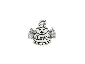 Love Angel Charm Sterling Silver 13mm, Angel Charm, religious, love charm, Love Angel Charms - SP774 - BeadPrism