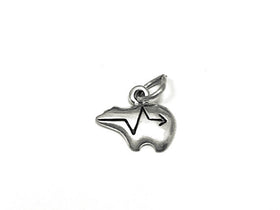 Bear Facing Left Charm Sterling Silver 10mm, Animal Charms, Nature charms, Bear charms - SP780 - BeadPrism