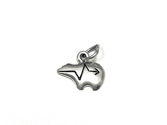 Bear Facing Left Charm Sterling Silver 10mm, Animal Charms, Nature charms, Bear charms - SP780 - BeadPrism