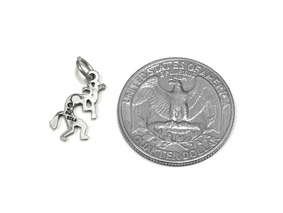 Kokopelli Facing Left Charm Sterling Silver 15mm, Native American Charms, Kokopelli charms - SP782 - BeadPrism