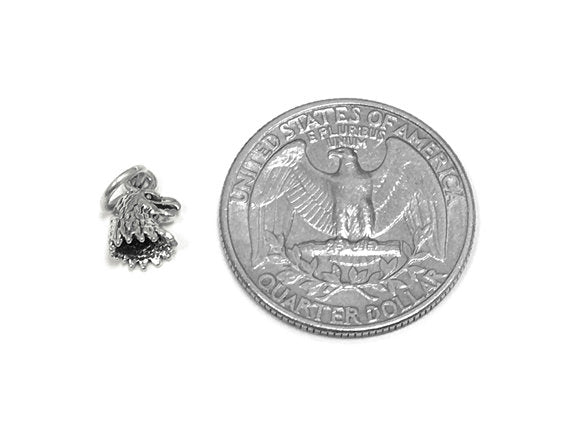 Eagle Head Charm Sterling Silver 9mm, Eagle Charm, Animal charm, USA Charm, Eagle Head charm - SP784 - BeadPrism