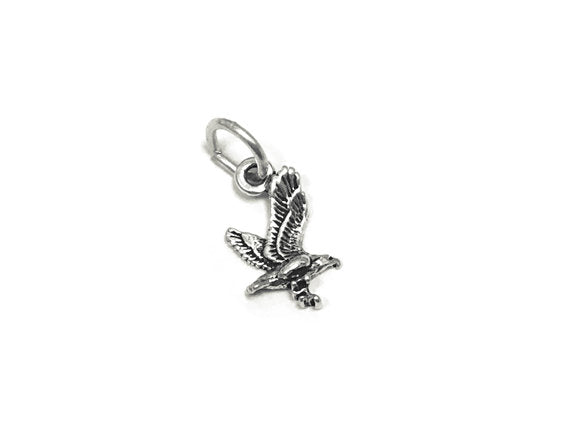 Eagle Charm Sterling Silver 12mm, Bird Charms, Animal charms, American Charms, Eagle charms - SP785 - BeadPrism