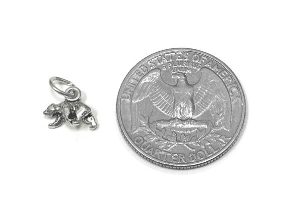 Bear Charm Sterling Silver 8mm, Animal Charms, Wild charms, Nature Charms, Bear charms - SP789 - BeadPrism