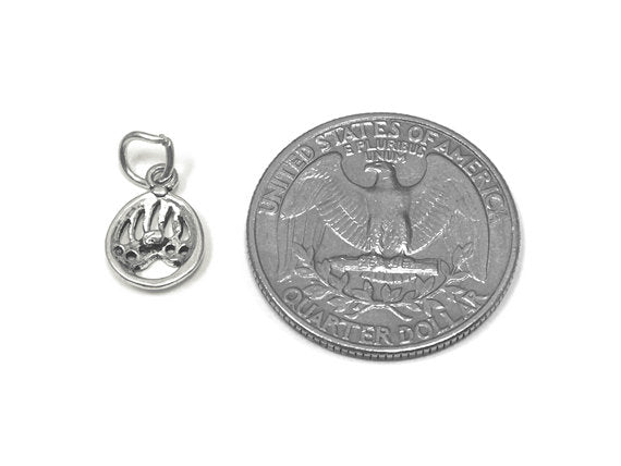 Bear Paw Charm Sterling Silver 12mm, Animal Charms, Bear charms, Paw Print Charm, Paw charms - SP795 - BeadPrism