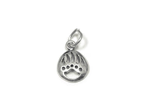 Bear Paw Charm Sterling Silver 12mm, Animal Charms, Bear charms, Paw Print Charm, Paw charms - SP795 - BeadPrism