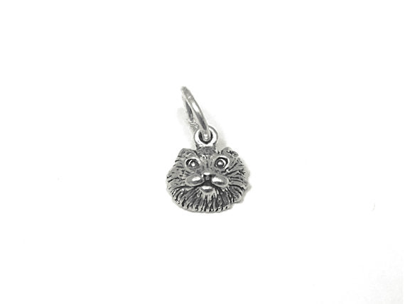 Cat Head Charm Sterling Silver 8mm, Cat Charms, Animal charms, Pet Charms, Cat Head charms - SP809 - BeadPrism