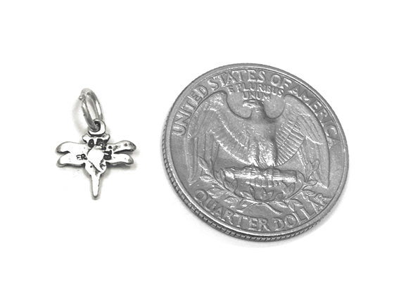Dragonfly Charm Sterling Silver 10mm, Animal Charm, Bug charm, Nature charm, Dragonfly charm - SP811 - BeadPrism