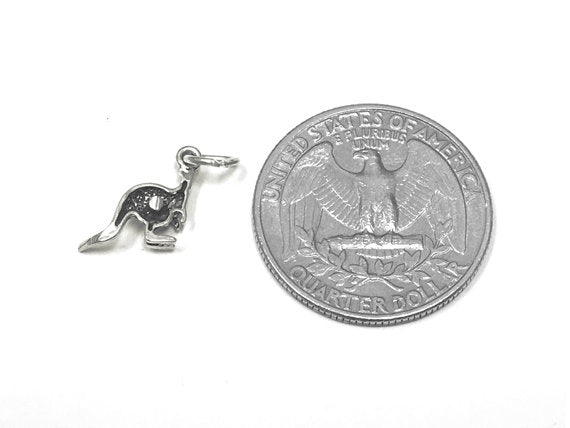 Kangaroo Charm Sterling Silver 11mm, Silver Animal Charms, Australia charms, Kangaroo charms - SP813 - BeadPrism