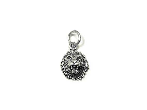 Lion Head Charm Sterling Silver 13mm, Lion Charms, Animal charm, African Charm, Light Weight - SP816 - BeadPrism