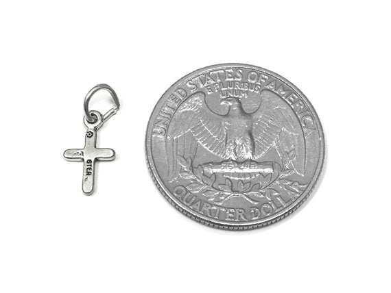 Cross Charm Sterling Silver 12mm, Christian Charms, Religious charms, Catholic, Cross charms - SP826 - BeadPrism