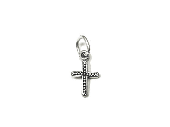 Cross Charm Sterling Silver 12mm, Christian Charms, Religious charms, Catholic, Cross charms - SP826 - BeadPrism