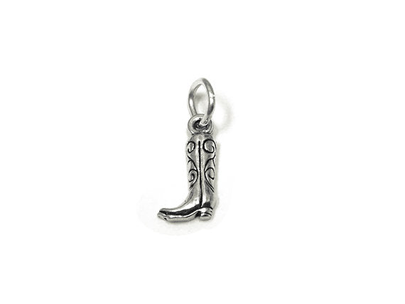 Cowboy Boot Charm Sterling Silver 12mm, Western Charms, Old West Charms, Cowboy Boot charms - SP838 - BeadPrism