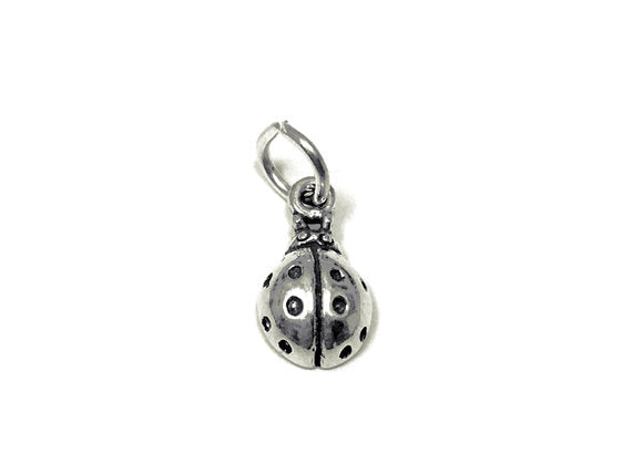 Ladybug Charm Sterling Silver 12mm, Bug Charms, animal charms, insect charms, Ladybug charms - SP839 - BeadPrism