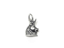 Load image into Gallery viewer, Unicorn Head Charm Sterling Silver 12mm, Fantasy Charms, Animal charms, Unicorn Head charms - SP840 - BeadPrism