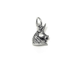 Unicorn Head Charm Sterling Silver 12mm, Fantasy Charms, Animal charms, Unicorn Head charms - SP840 - BeadPrism