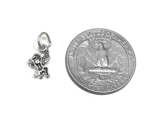 Pegasus Facing Right Charm Sterling Silver 12mm, Fantasy Charm, Animal charm, Pegasus charm - SP841A - BeadPrism
