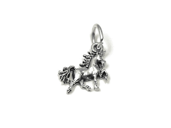 Unicorn Charm Sterling Silver 11mm, Fantasy Charms, Animal Charm, Fairy Tale, Unicorn charms - SP844 - BeadPrism