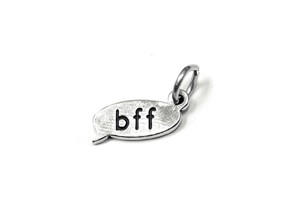 BFF Text Chat Charm Sterling Silver 15mm, Friendship Charms, Best Friend Charms, BFF charms - SP855 - BeadPrism