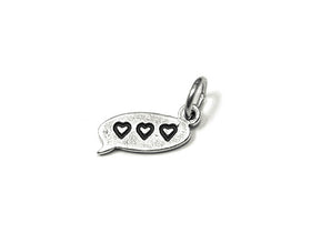 Hearts Text Chat Charm Sterling Silver 15mm, Love Charm, Heart Charm, Hearts Text Chat charm - SP858 - BeadPrism